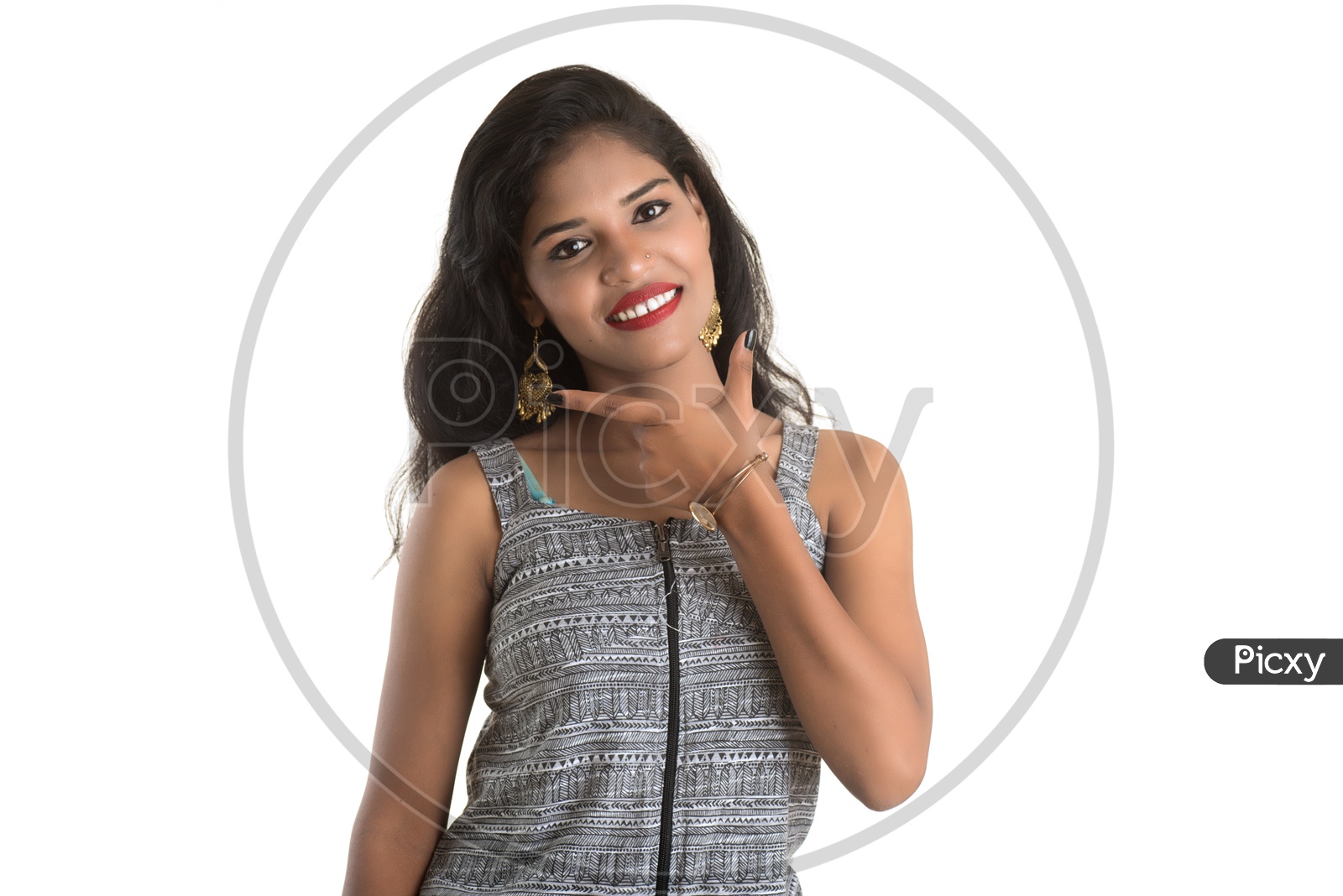 Pretty Young Girl With a Expression And Gesture  On Face And Posing On an Isolated White Background