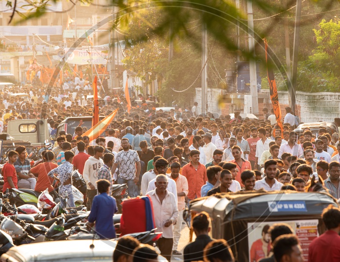 Crowd at Shri Rama Shobha yatra in Hyderabad