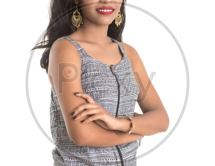 Portrait Of a Pretty Young Girl Posing Over an Isolated White Background