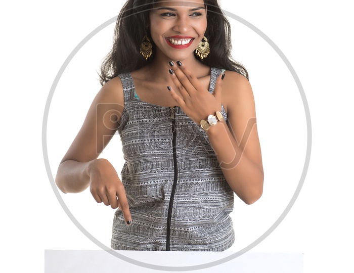 Indian woman smiling wearing nail polish