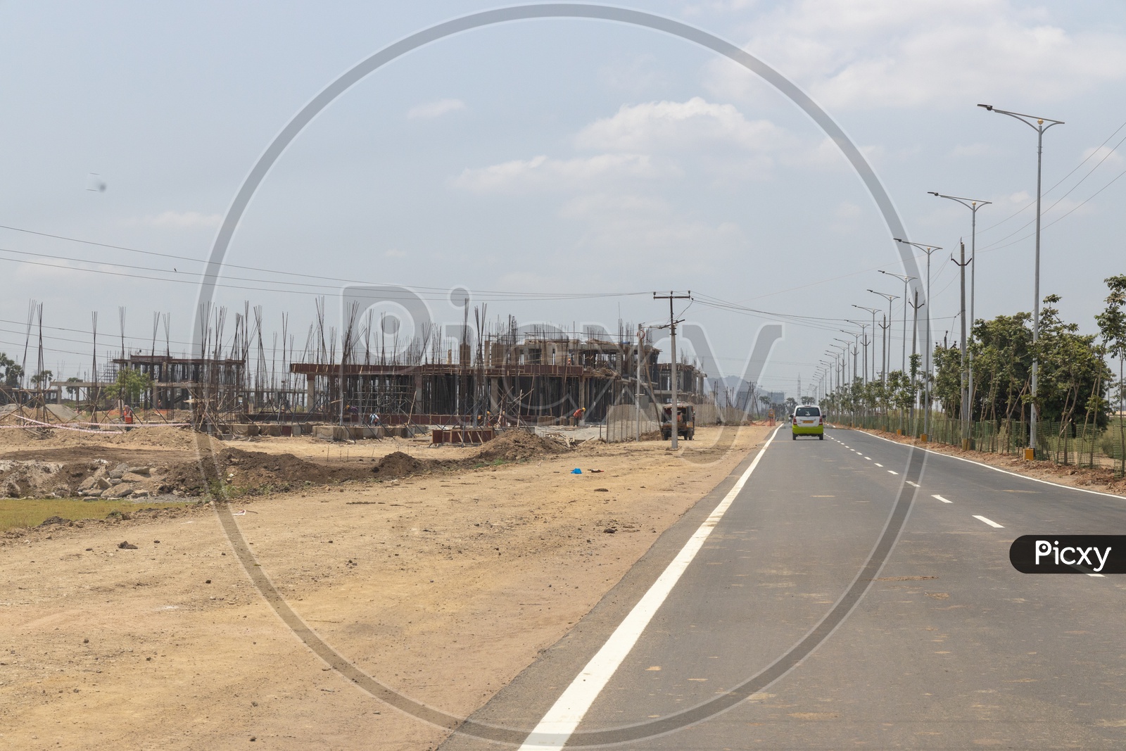 Construction of High Rise Constitutional Buildings alongside the road