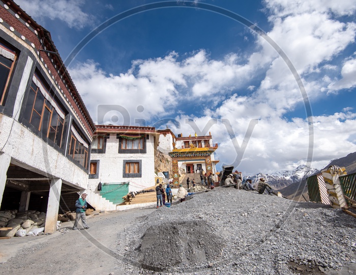 Construction Work Under Progress at Buddhist Monastery In Leh