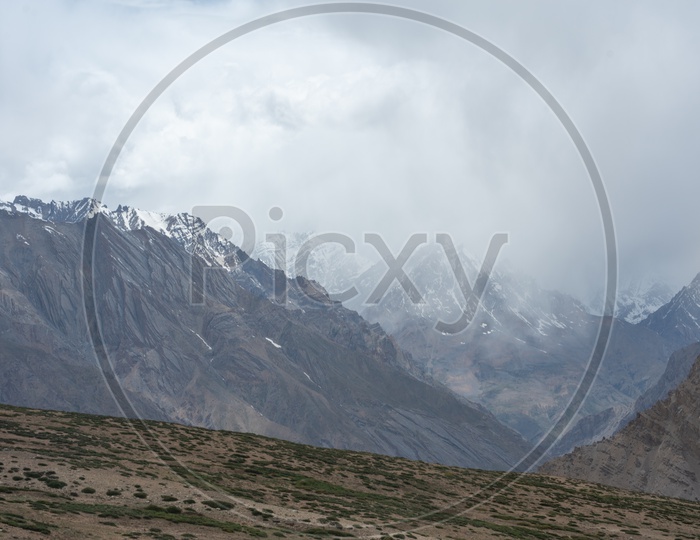 Beautiful Landscape of Snow Capped Mountains of Spiti Valley