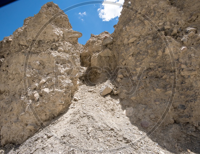 Terrain Badlands With Sedimentary Soils in Leh  Valleys