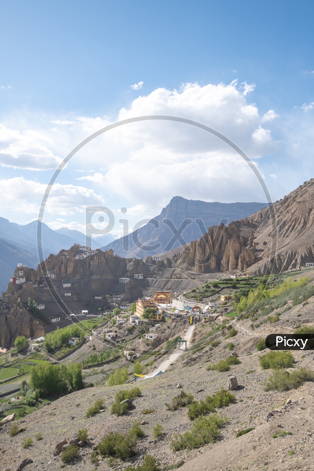 Key Monastery and houses in Spiti Valley