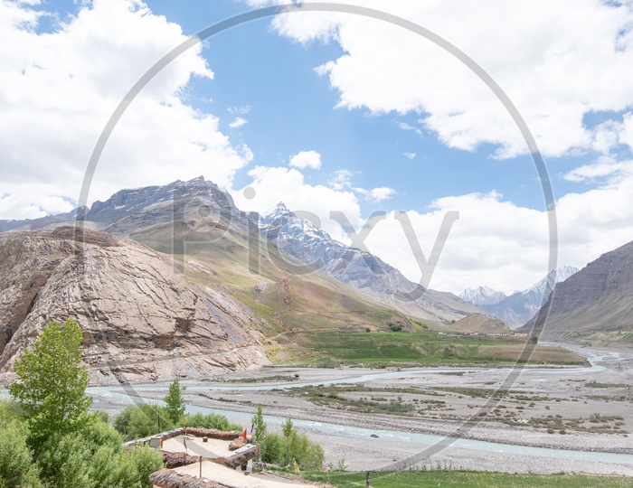 A house beside Spiti river in Spiti Valley