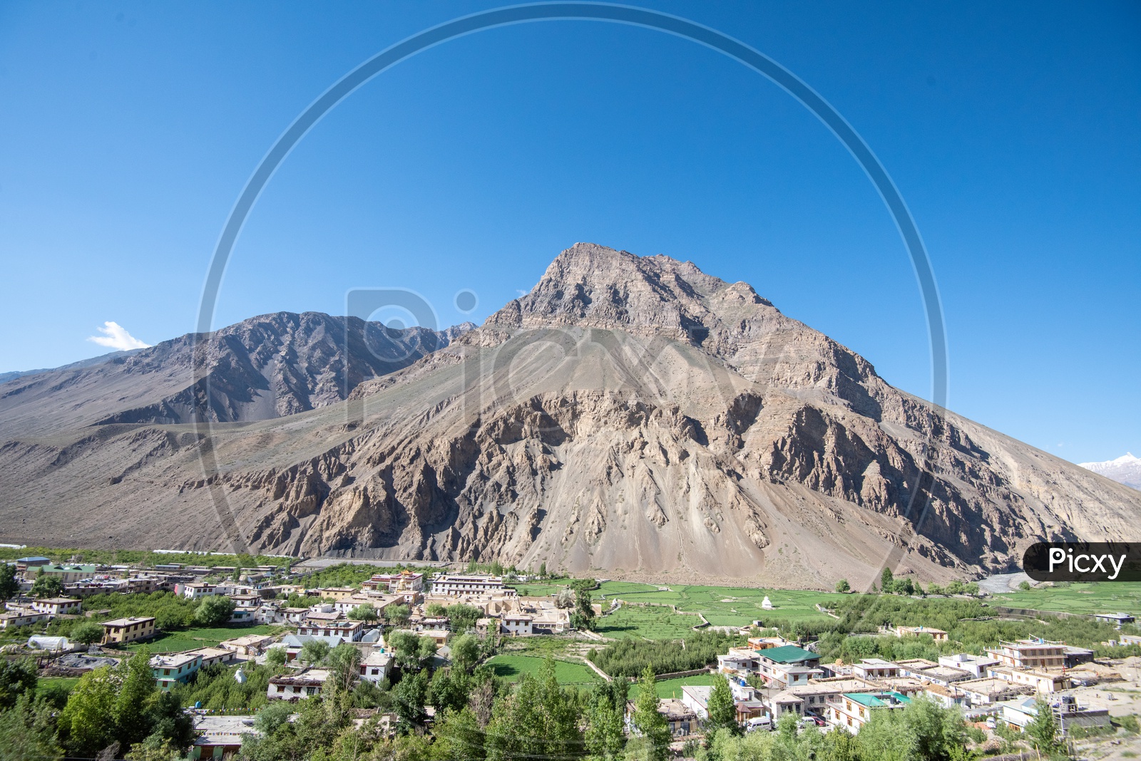 Landscape Of a Village And Sand Hills In Leh