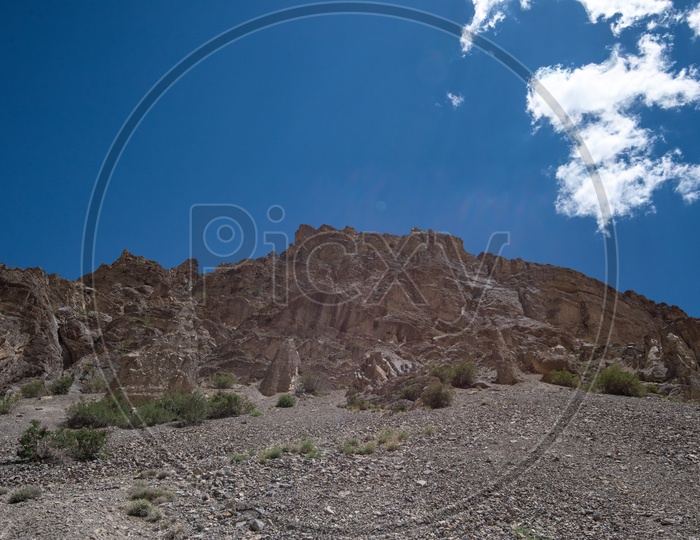 Terrain badlands with Sedimentary  Rocks in the Valleys Of Leh