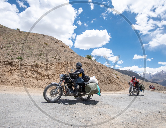 Bikers Riding Bikes On the Roads of Leh