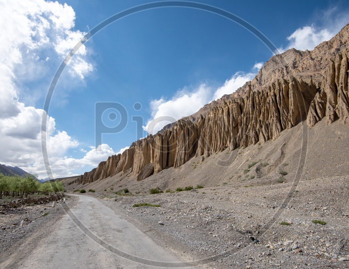 A Road in cold desert mountains of Spiti Valley