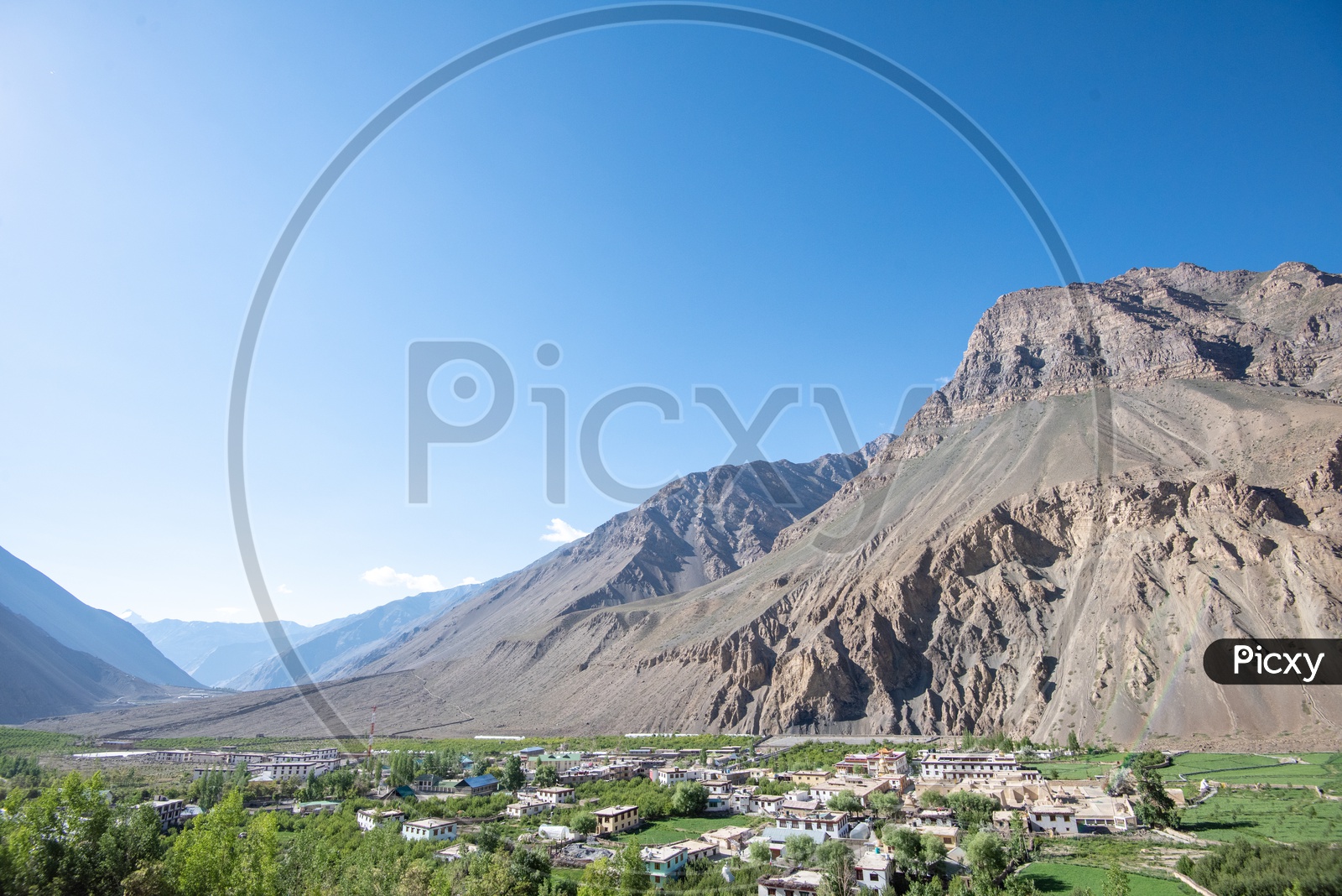 Landscape Of a Village And Sand Hills In Leh