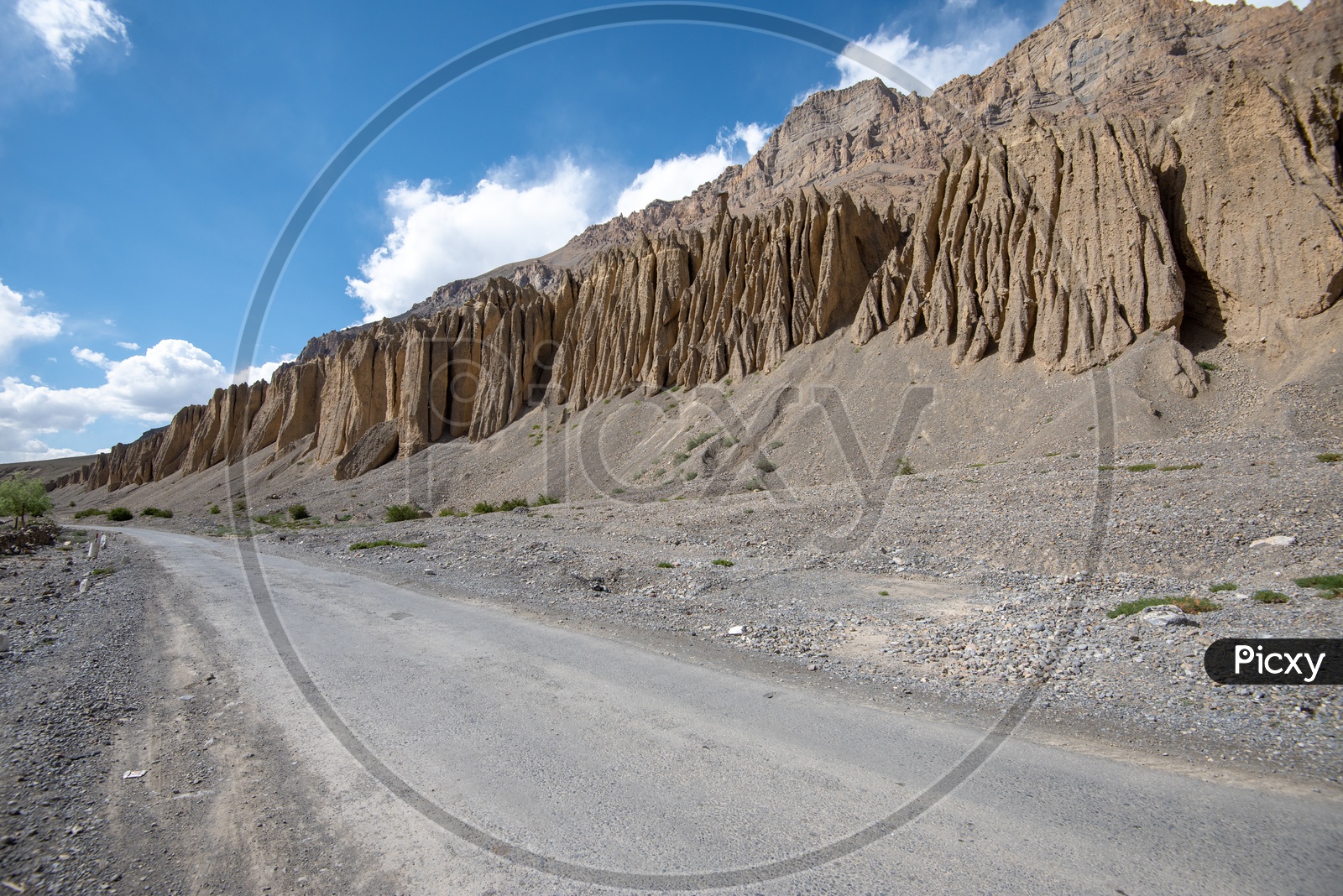 A Road in cold desert mountains of Spiti Valley