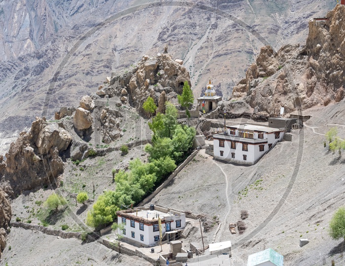 Houses Built in Between Terrain Badlands at the Valleys Of Leh