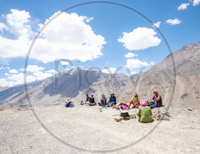 Locals Cooking Food on the Valleys in Open Places In Leh