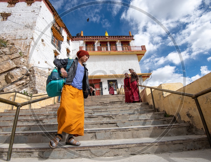 Buddhist Monks At Monastery In Leh