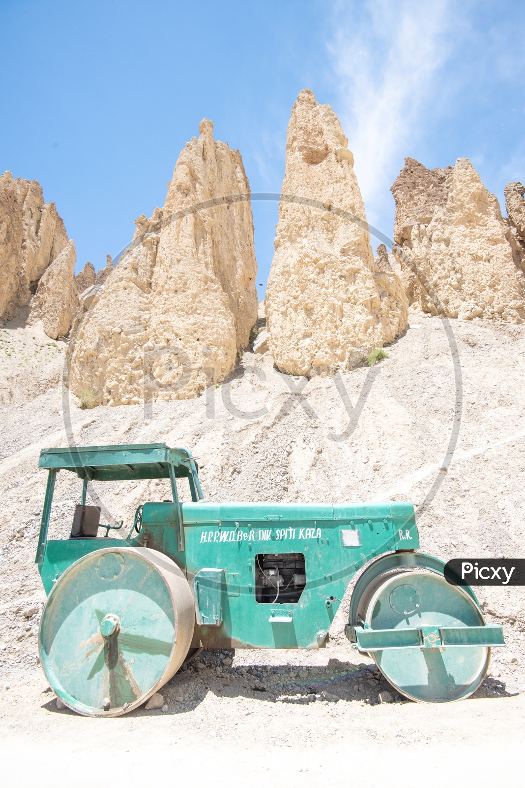 A road roller in Spiti valley