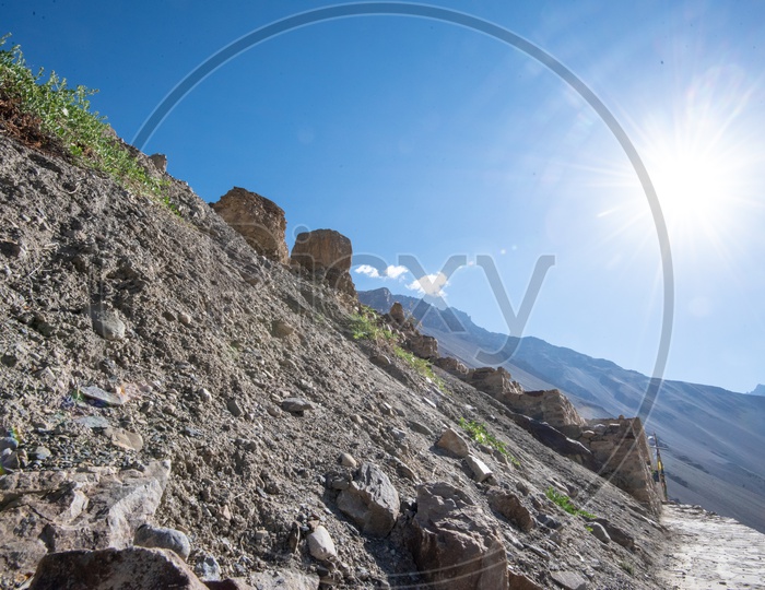 Sand Terrains With Sedimentary Rocks In Leh Valleys