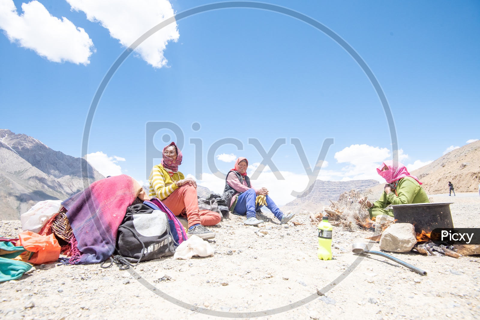 Locals Cooking Food on the Valleys in Open Places In Leh