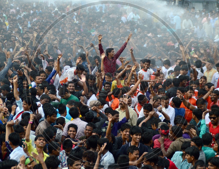 People celebrating Dahi handi festival in Amravati