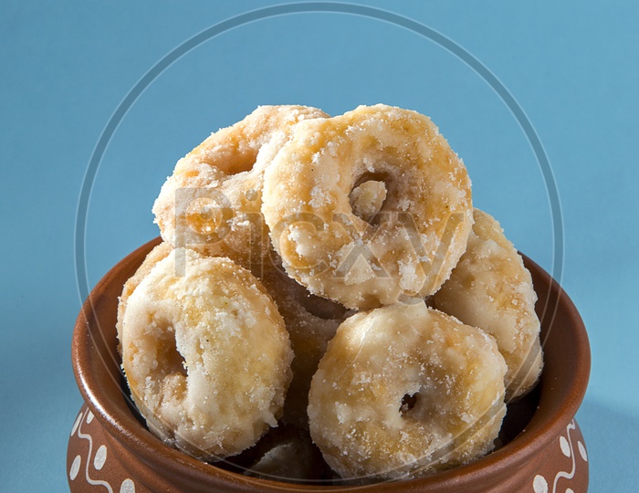 Indian Traditional Sweet Food Balushahi  Pile In a Pot