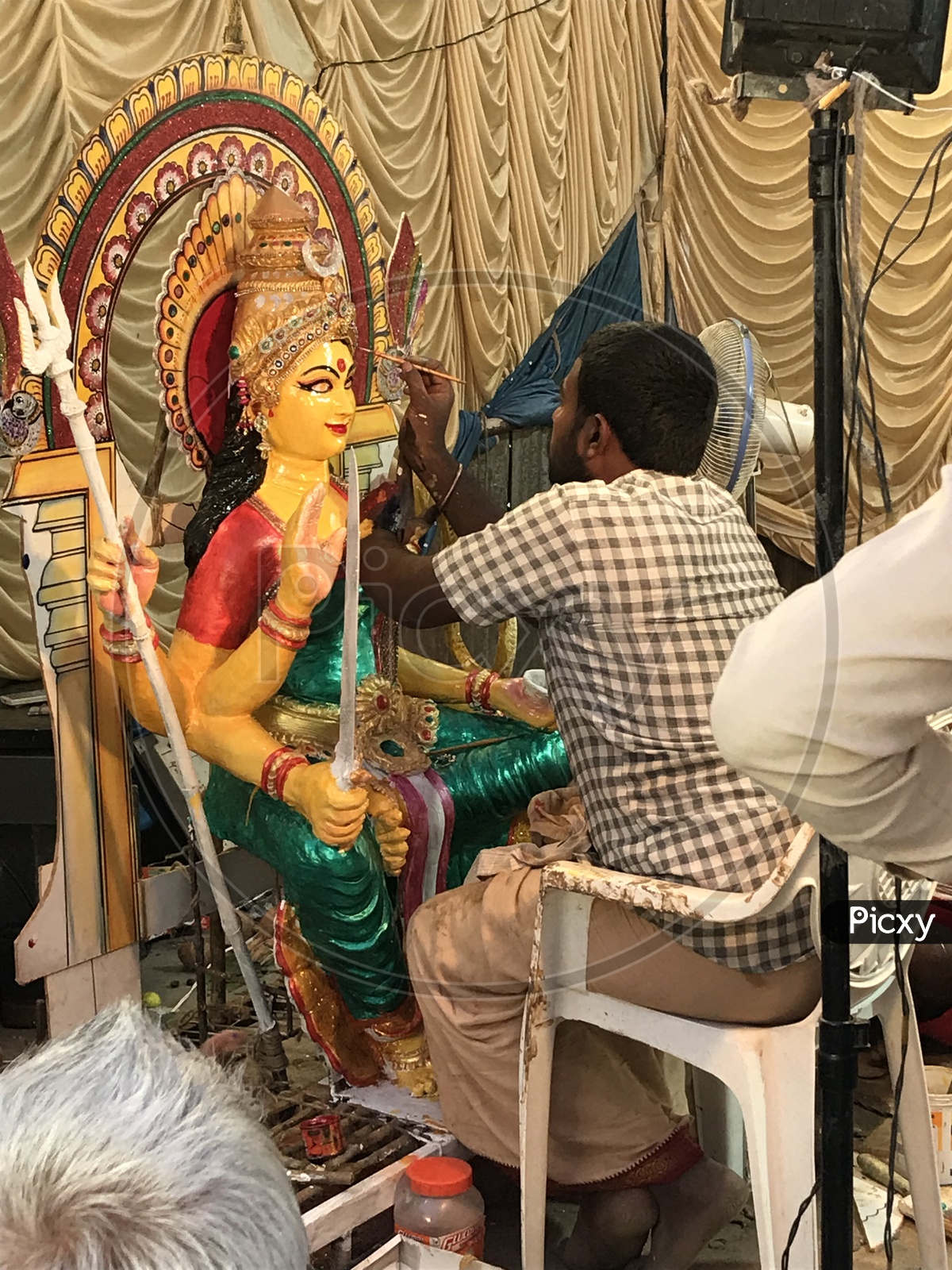 Peddamma Thalli Idol - Final touch in progress( shot during Peddamma Thalli DEVARA/Jathara on 9th January 2018