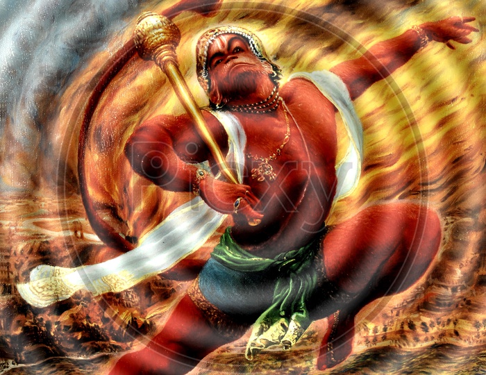 Spiral optical illusion of Lord Hanuman