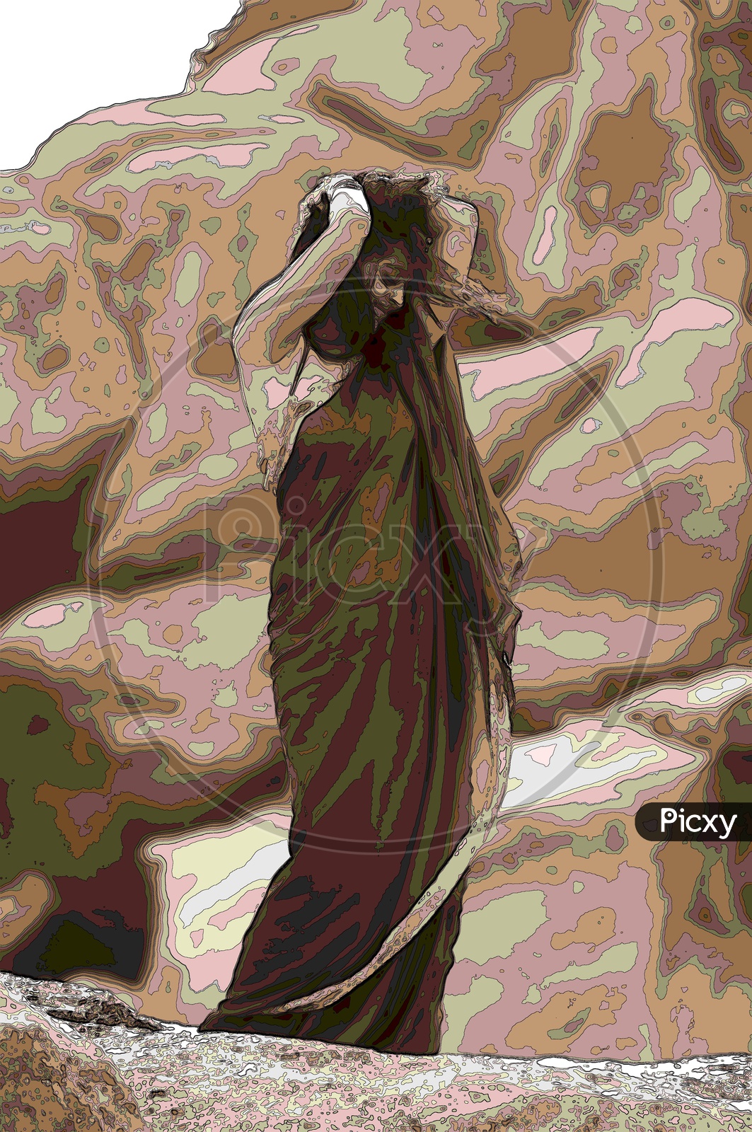 Optical illusion of a woman in saree