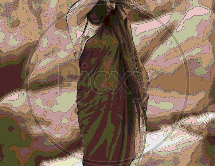 Optical illusion of a woman in saree