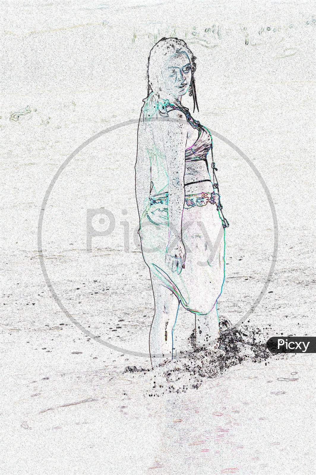 image-of-illustration-of-a-woman-walking-in-water-ga496319-picxy