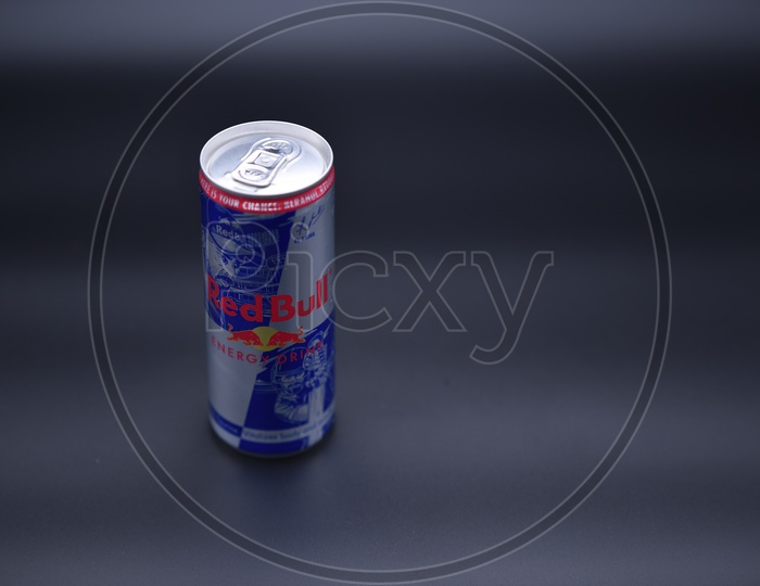 Red Bull Energy Drink Tin On an Isolated Background