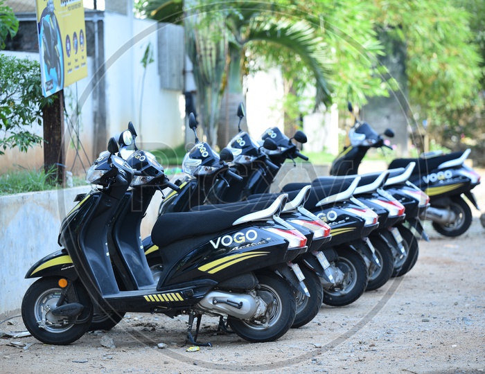 VOGO Bike Rentals  Parked  at a Hub