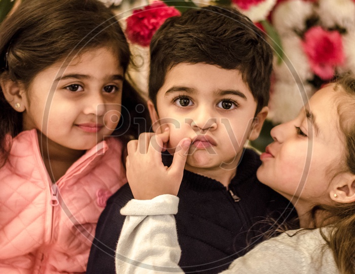 Young Indian Children Or Siblings Showing Love Towards Each other