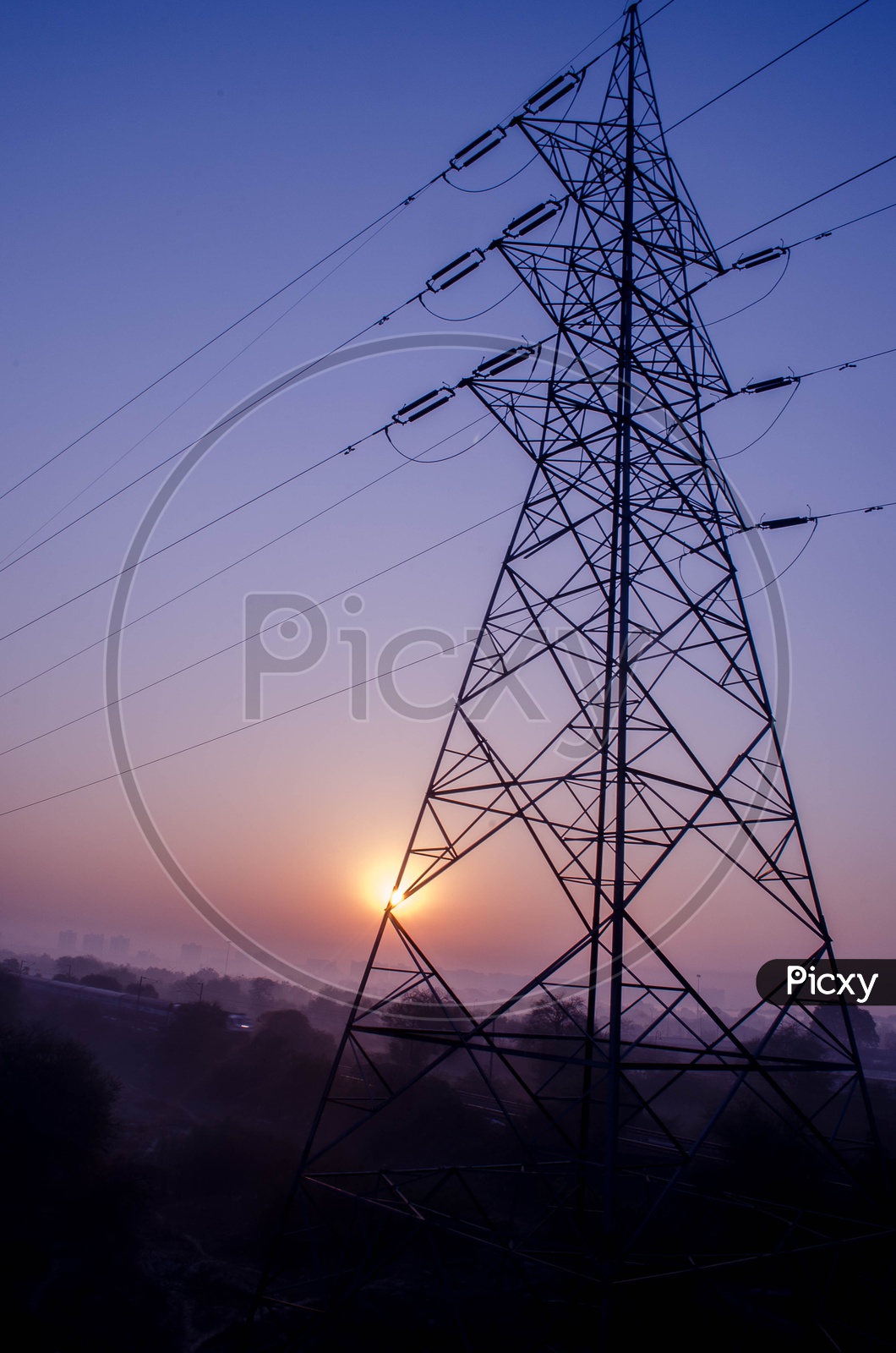 Silhouette Of a Electric high Tension Poles