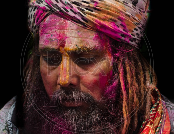 Portrait Of  an Indian Sadhu Or Baba