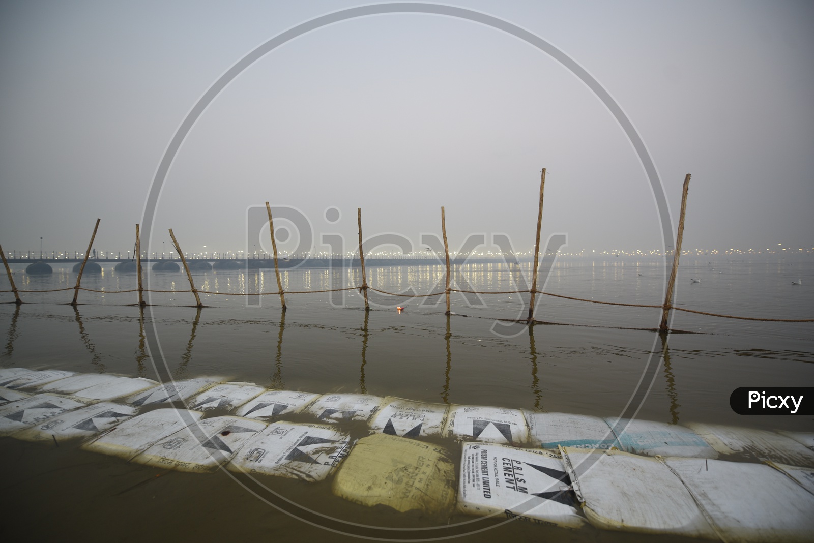 Barricades Arranged In River For  Devotees To Take Bath In River at Kumbh Mela