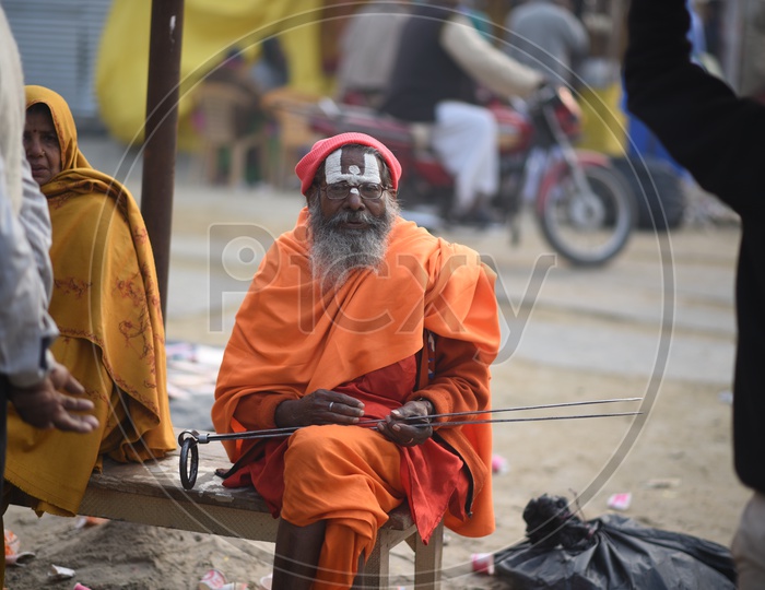 Indian  Sadhus Or Babas Or Aghoras  at Kumbh Mela