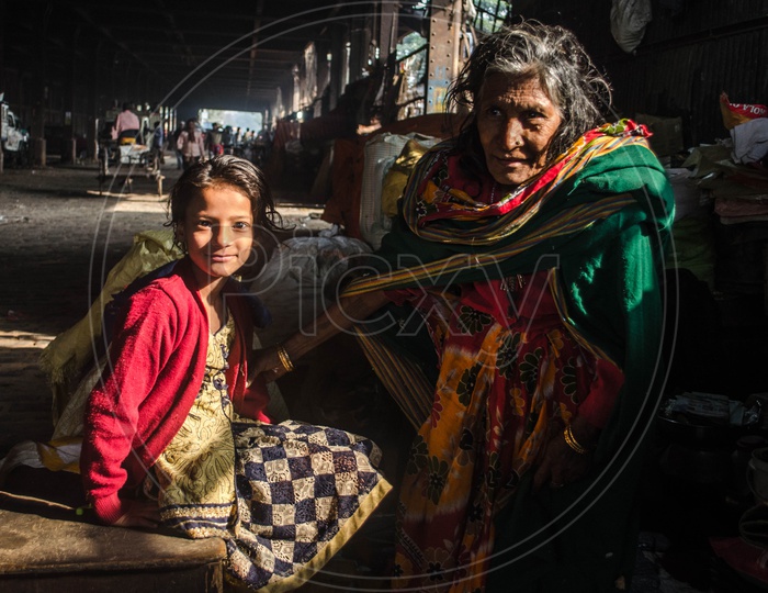 An Indian Grandmother With her Grand Daughter