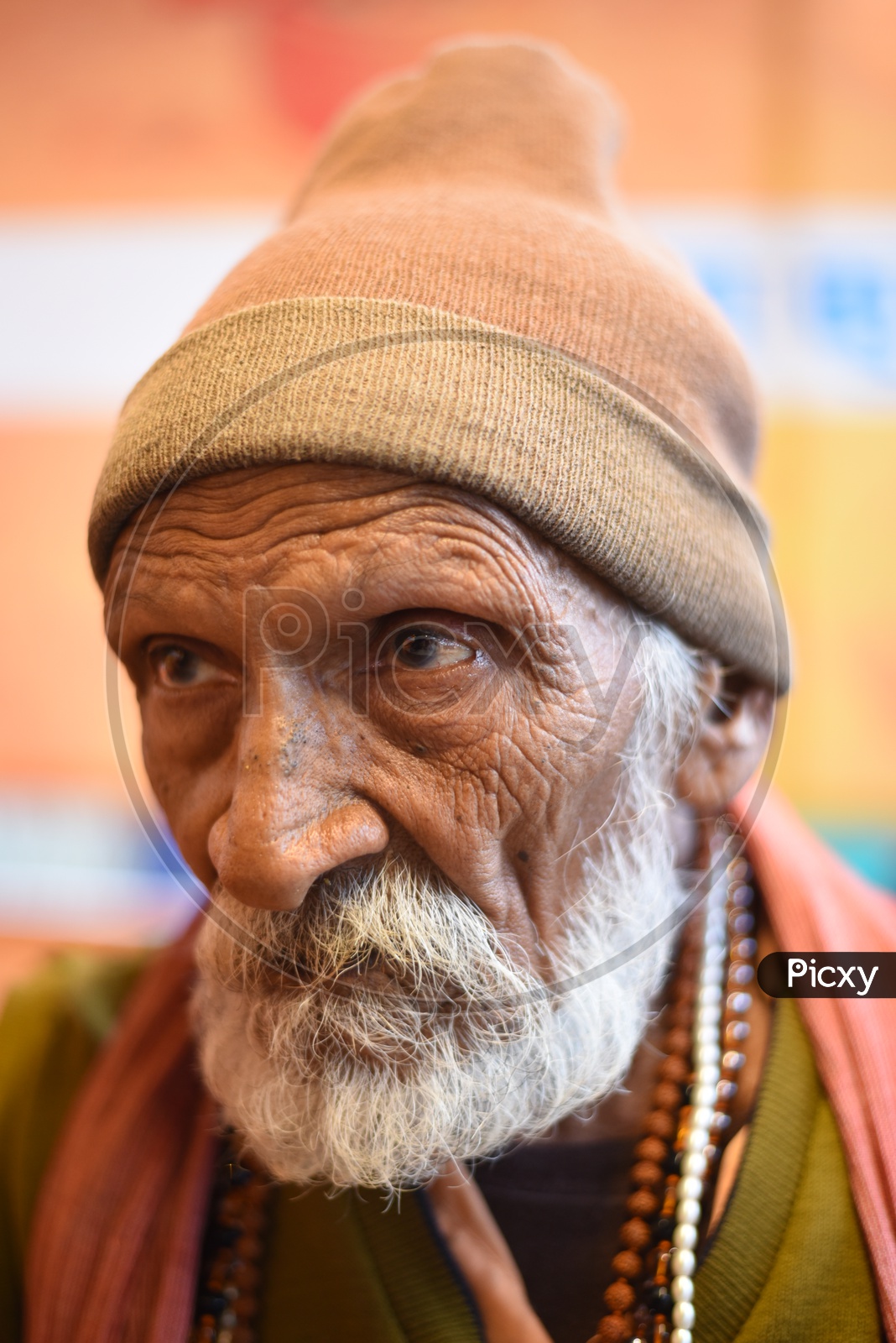 Portrait Of an Old man In Kumbh Mela