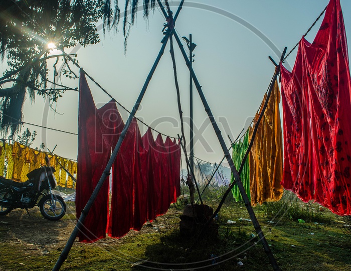 Clothes Being Dried To Sunlight At A Dhobi Ghat