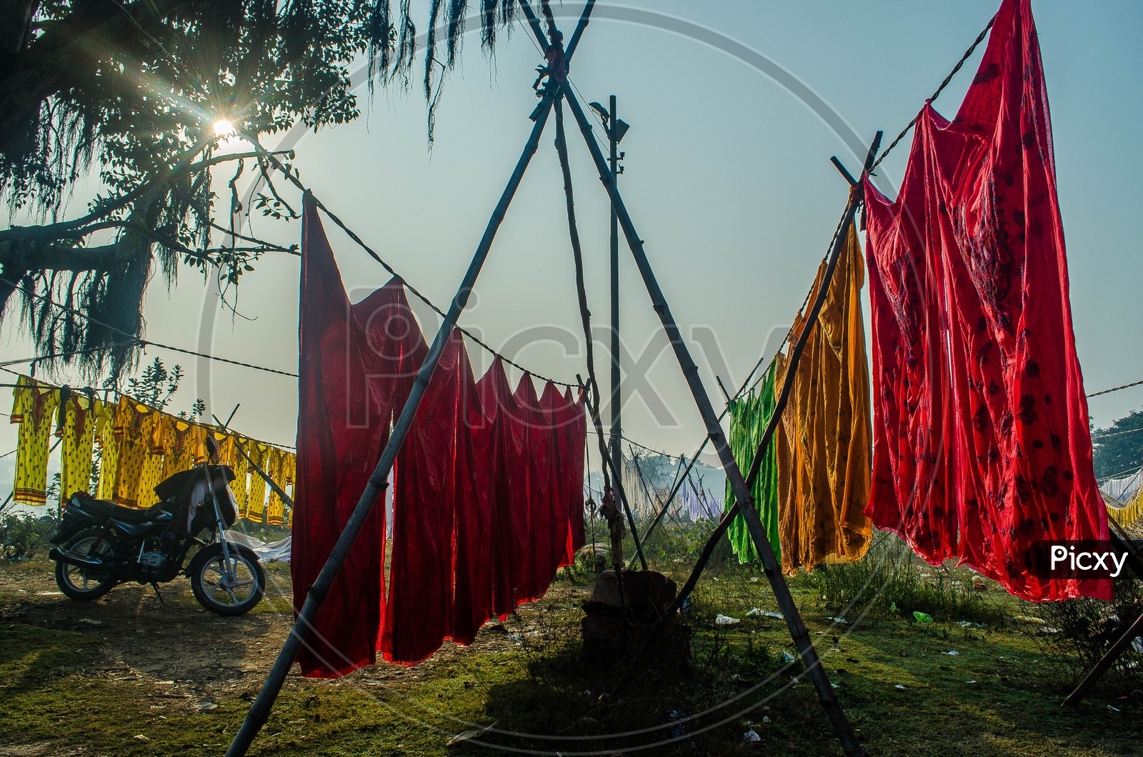 Clothes Being Dried To Sunlight At A Dhobi Ghat
