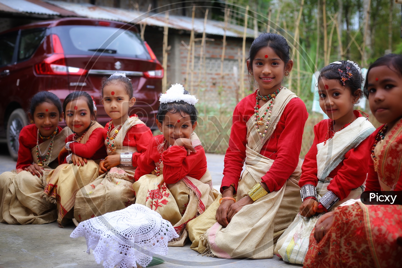 Girls dancing Bihu in Assam.