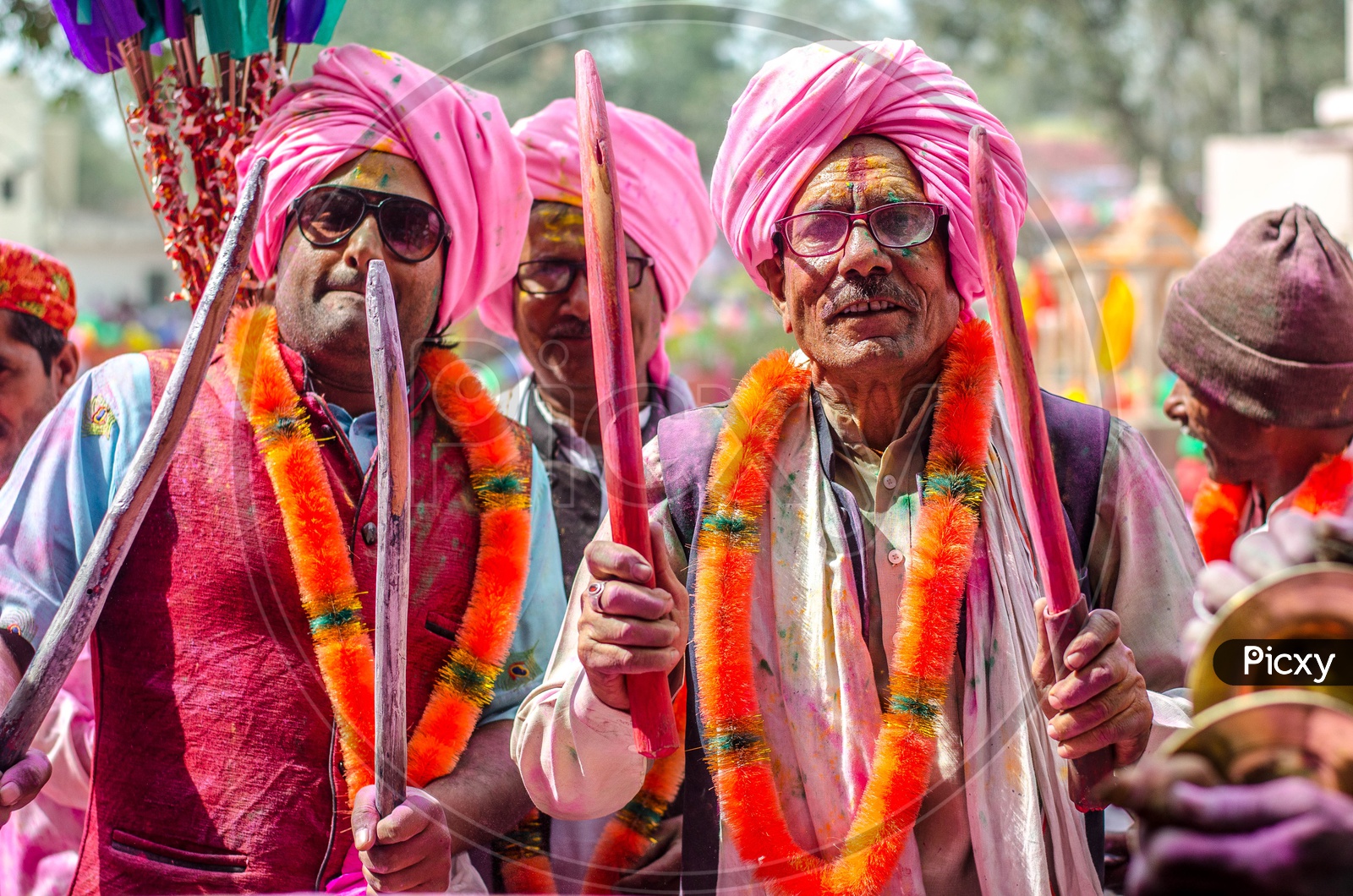 Indian Traditional Old Man In Lathmar Holi Festival