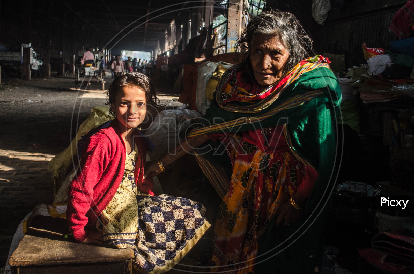 An Indian Grandmother With her Grand Daughter