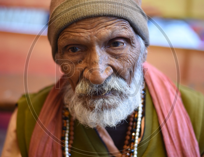 Portrait Of an Old man In Kumbh Mela