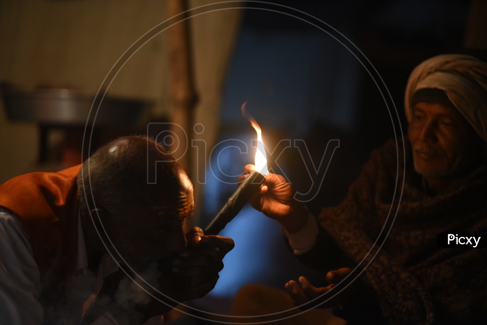 Indian Naga Sadhus Or Babas Or Aghoras  Smoking Weed Or Ganja  at Kumbh Mela
