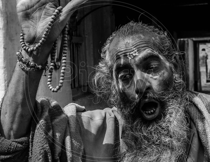 Portrait of a Indian Sadhu Or Baba