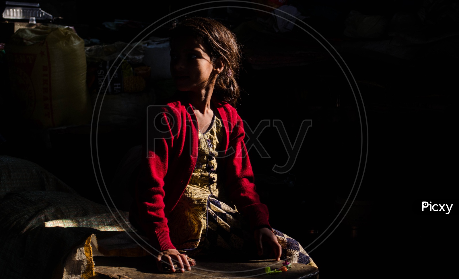 A Young Indian Girl Child In Rural Indian Village  House