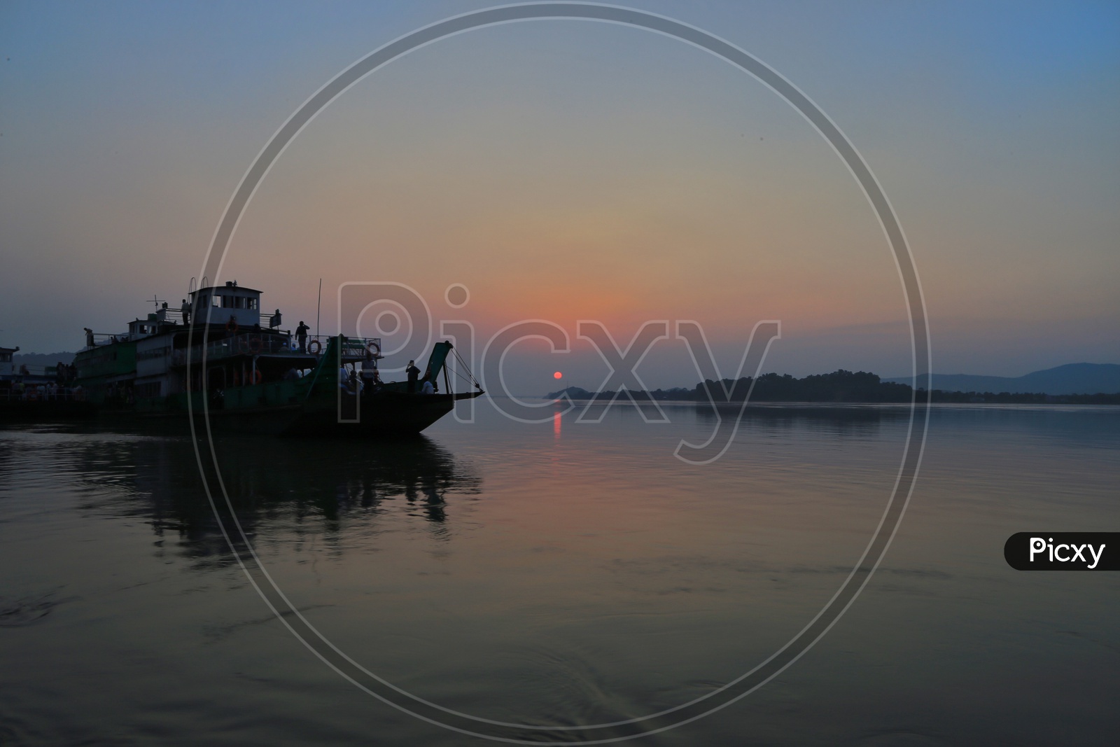 Sunset at Brahmaputra river, Assam.