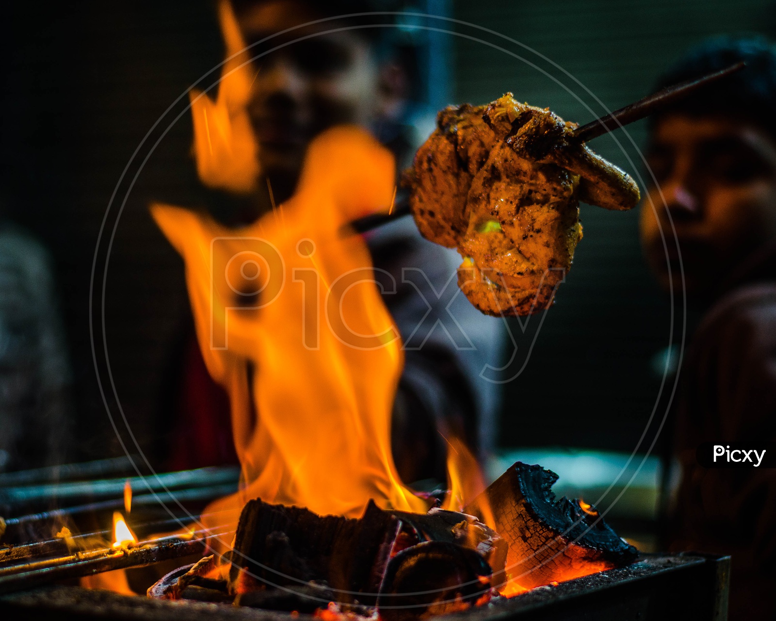 Food grilling On Coal Fire