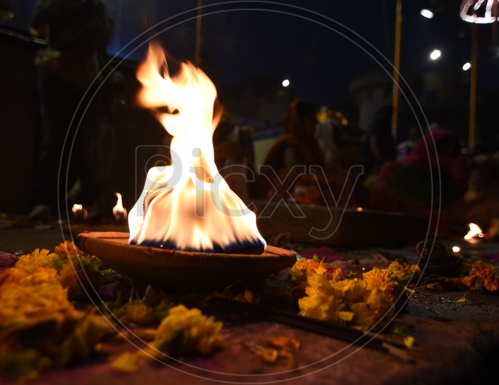 Indian Hindu Traditional Festival Dias  in Ardh Kumbh Mela 2019